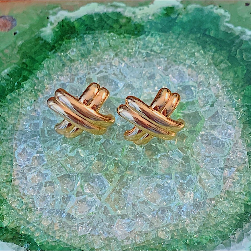 Vintage Gold Crosshatch Earrings